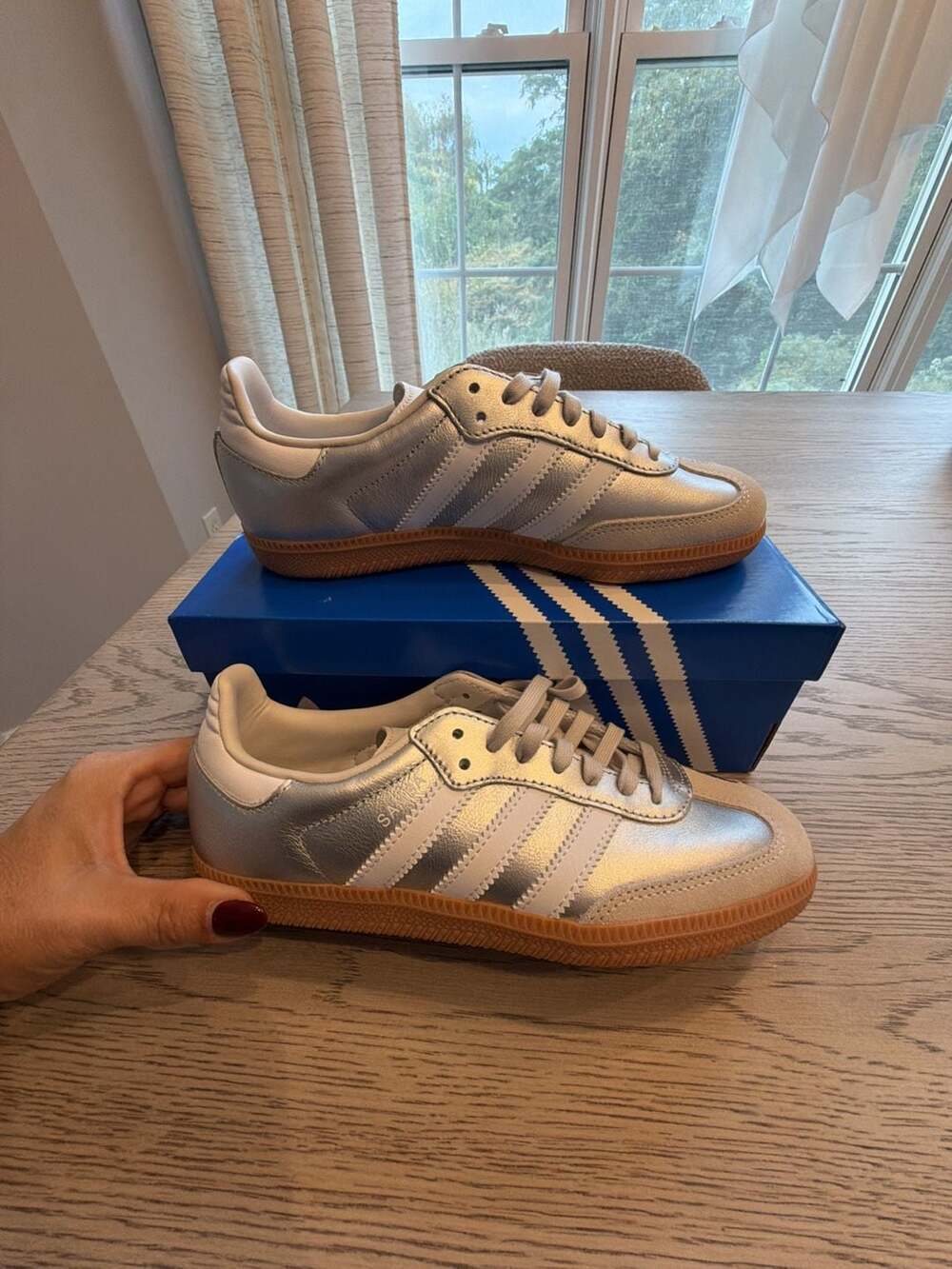 Adidas Samba OG J Size Y4 US Silver Metallic Cloud White Gum Sneakers